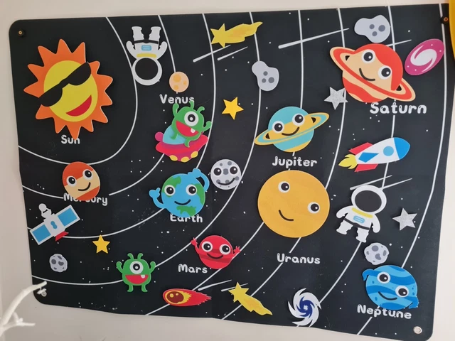 35 PIECE INTERACTIVE Wall Chart Solar System Planets Space Educational ...