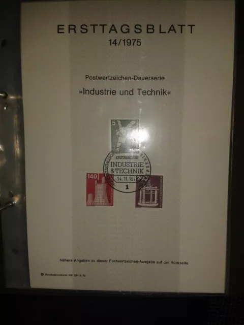 #813  Ersttagsblatt ETB 1975-14 - Industrie und Technik 5, 140 und 200 Pfennig