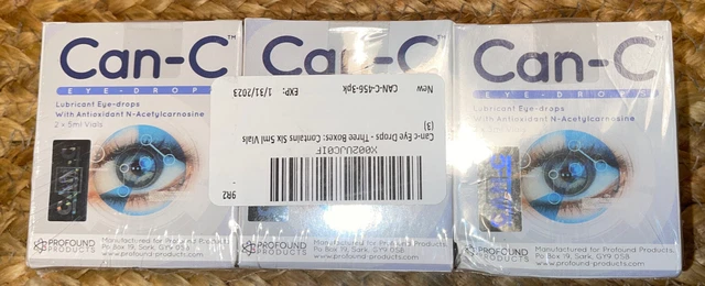 Gotas para los ojos Can-C - gotas lubricantes naturales NAC 5 ml viales, 3 piezas de 2 exp1/23
