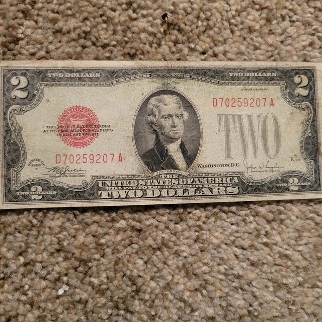 💥1928-F $2 Dollar Bill United States Note Red Seal