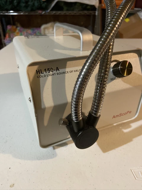 AmScope 150W High-Power Halogen Fiber-Optic Microscope Illuminator