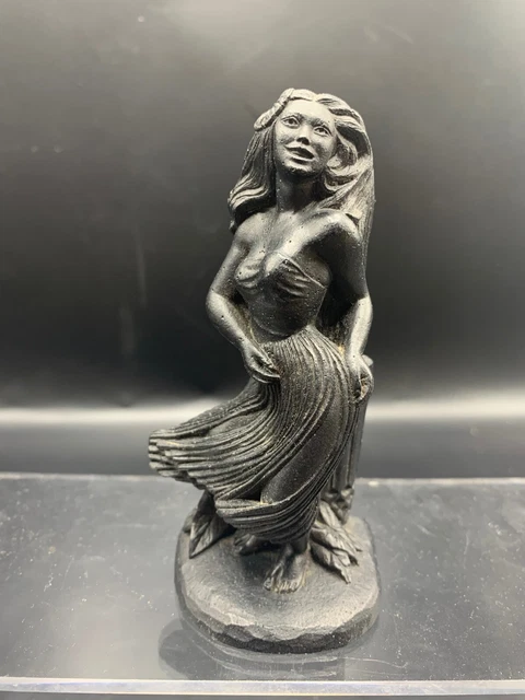 Vtg Hawaii Lava Statue  Hula Girl 4 1/2"