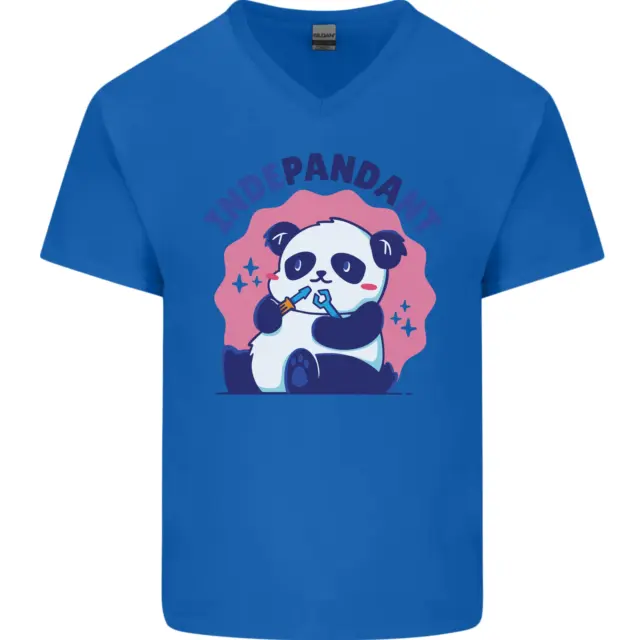 T-shirt da uomo Indepandant divertente indipendente panda orso collo a V cotone 4