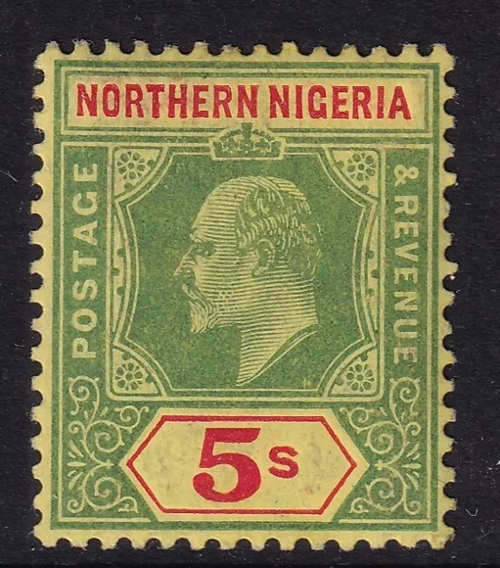 NORTHERN NIGERIA-1911 -  Sg38 - 5/- Green & Red/Yellow.  A mounted mint example