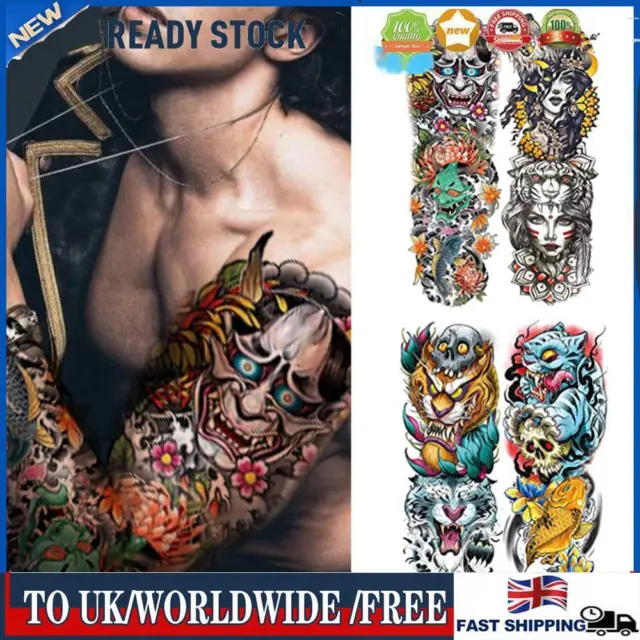 4PCS Half Arm Tattoo Stickers Removable Tattoos Stickers for Face Body Hand