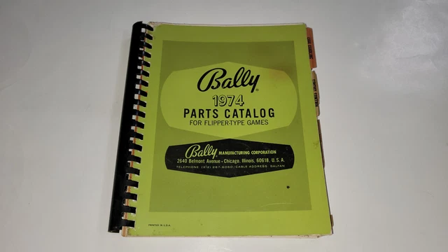 Original Bally 1974 Pinball Parts Manual / Catalog 284 Pages of Pinball Action!
