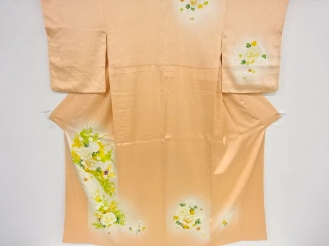 38483# Japanese Kimono / Antique Kimono / Embroidery / Peony & Kiku