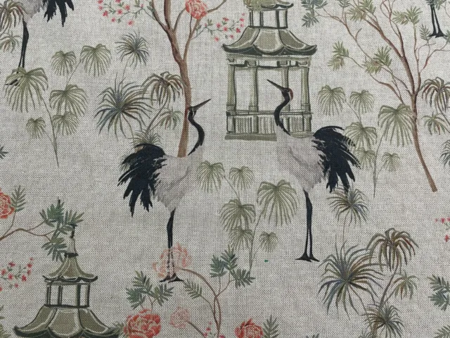 Sandhill Cranes Natural Drop Cloth Linen/Cotton Curtain/Upholstery Fabric
