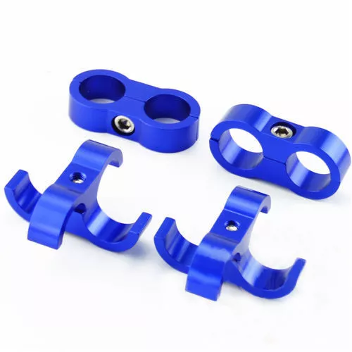 4pcs AN-8 AN8 15.4MM Braided Hose Separator Clamp Fitting Adapter Bracket Blue