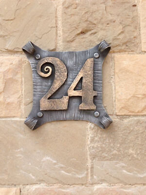 Hand Forged House Number Plaque Street Name Rustic Decor Number Street Name