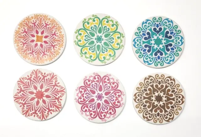 6-Pack Coasters for Drinks, Mosaic Ceramic Tile Pattern Mug Cup Mats Pad