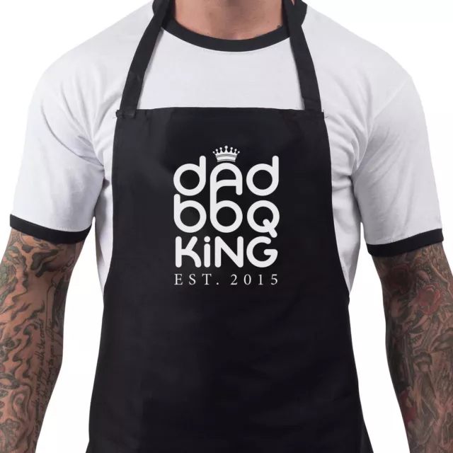 Dad BBQ King Apron Personalised Fathers Day Novelty Gift Present King Est
