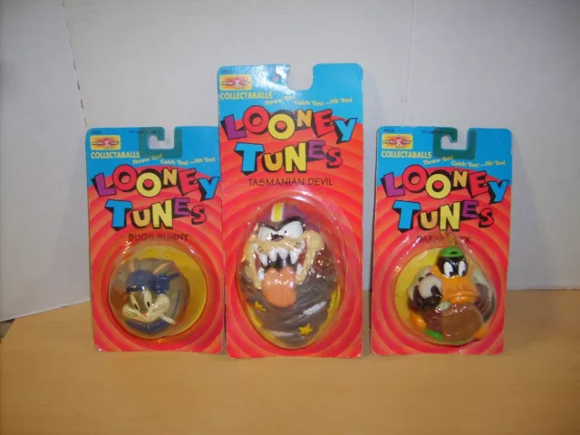 3 Vintage Looney Tunes Cartoon Madballs Taz Bugs Bunny Daffy New On Card Rare!