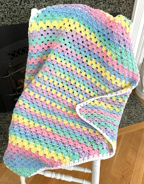 CROCHET C2C GRANNY Square Blanket Afghan Wrap Baby Girl Boy Rainbow 32