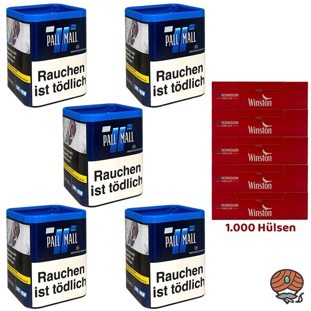 3x Pall Mall Authentic Blue/Blau Zigarettentabak/Stopftabak Dose 75g