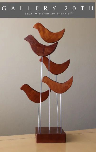 Epic! Mid Century Modern Abstract Birds Teak Sculpture! Vtg 50'S 60'S Art Atomic