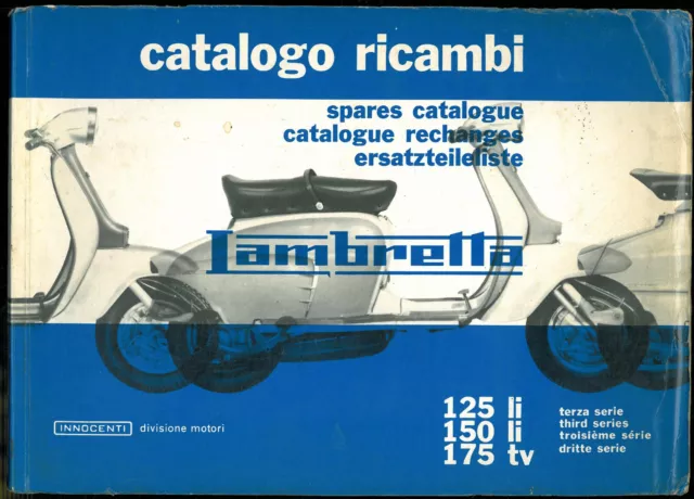 Lambretta 125 150 Li 175 Tv 1962 Spare Catalogue Des Pieces Catalogo Ersatzteile