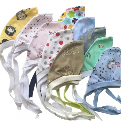 NEW  *  0-3 Months *  BABY GIRL BOY COLOURFUL BABY BONNET PILOT HATS 100% COTTON