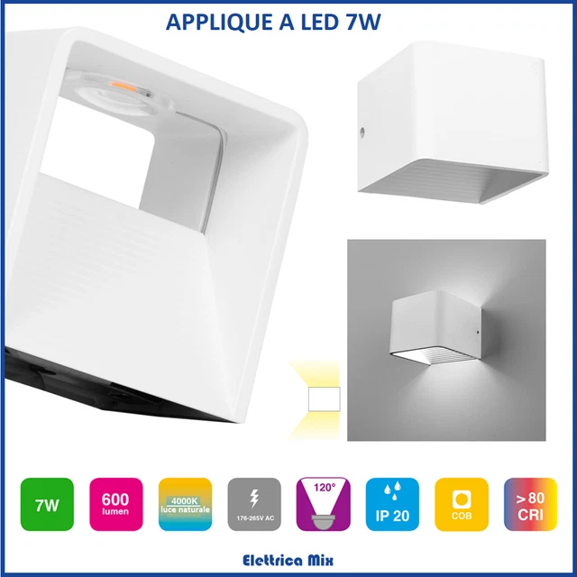 applique a led lampada da parete moderno per interno cubo bianco doppia luce *
