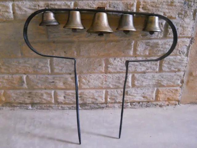 Vintage wrought-iron 5-bell 'swinger' sleigh bells for horse collar