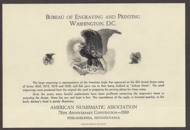 BEP Engraved Print - Eagle Print "Jackass" - 1969 ANA Convention in Phila.