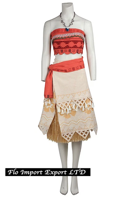 Costume Da Bambina Moana/Vaiana Con Fascia, Collana E Orecchini | Vestito Cosplay Poliestere