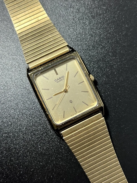 1987 CASIO TANK Gold Tone MQ-307G Module 319 Men's Watch Made in Japan ...