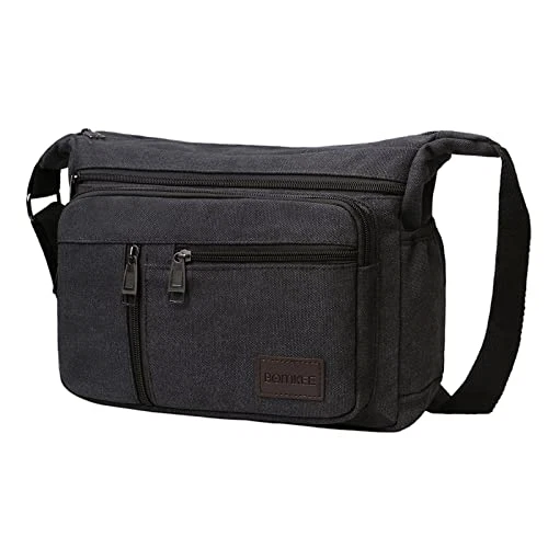 Bolsas mensajeras BOMKEE para hombre, bolsa bandolera de lona resistente al agua, hombro