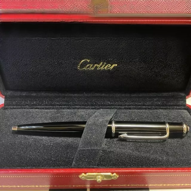 Cartier Diabolo Deux Ballpoint Pen Black Composite Palladium Rare Mint