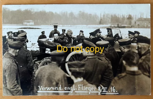 WW1 Original Photo postcard Captured Royal Flying Corps Pilot & Observer RFC