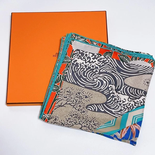 Hermes Carré 90 Ex-Libris En Kimono Silk Square Scarf Multicolor Women Shawl Hermes Carré 90 Ex-Libris En Kimono Silk Square Scarf Multicolor Women Shawl
