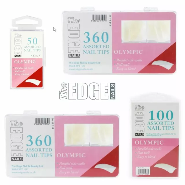 The Edge Nails Olympic Full Well Natural False Nail Tips in Refill 50's 100 360