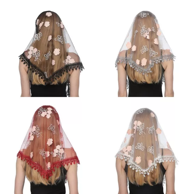 New Mesh Lace Printed Triangle Scarf Elegant Women Wedding Party Headscarf Shawl