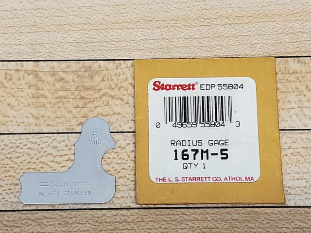 New L.S. Starrett Company Radius Gage 5MM 167M-5 Made in USA