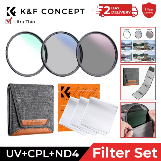 K&F Concept MCUV CPL ND4 Lens Filter Set 37/43/46/49/52/55/58/62/67/72/77/82mm