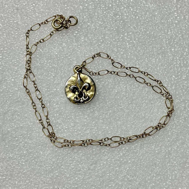 MAD COIN BY Rachel Abroms Gold Tone Fleur De Lis Cross Pendant 