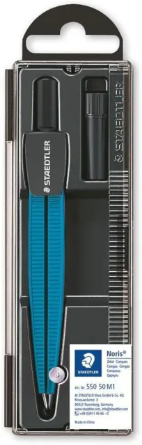 Staedtler Noris 550 50M1 School Compass, Blunt Angle Safety Pin Metallic Blue