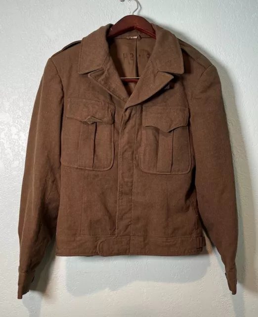 Vintage 1944 WW2 US Army Olive Green Wool Ike Field Jacket Mens 36L Rare