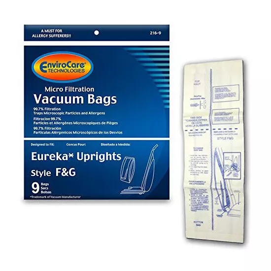 Type F and G Eureka Vacuum Cleaner Replacement Bag (9 Pack) Eureka F&G bags (9pk