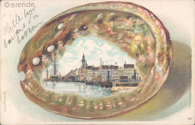 BELGIUM Ostende Ostend rare shell litho PC 1909