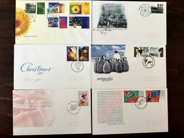 Australia FDC 2000 x 6 different;  (4D)