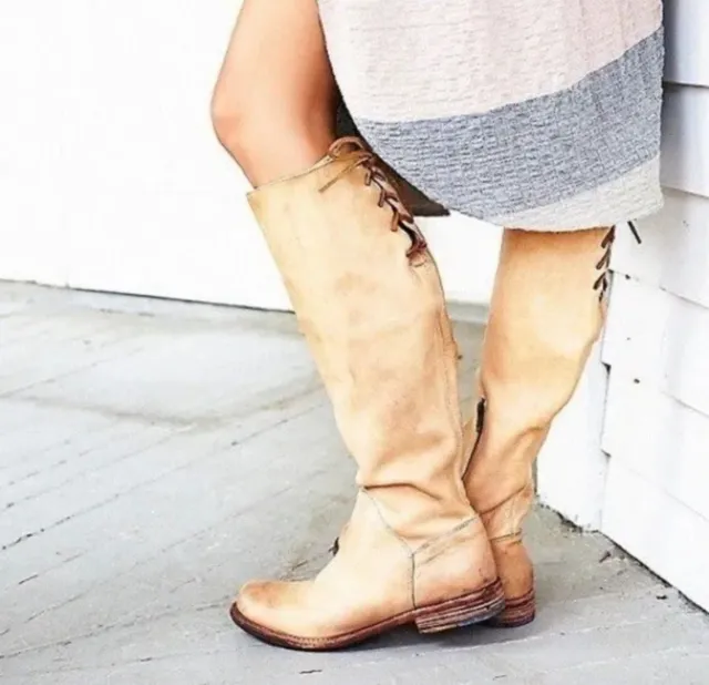 BED STU Womens Manchester Distressed Brown Leather Riding Tall Boots Size 6.5