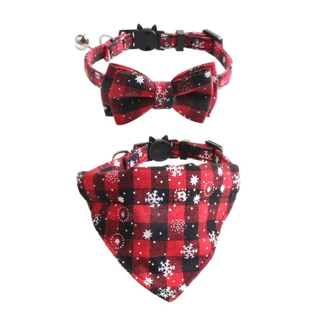 Rhinestone Choker Necklace Tiny Puppies Bow Tie Pet Necklet Set Winter