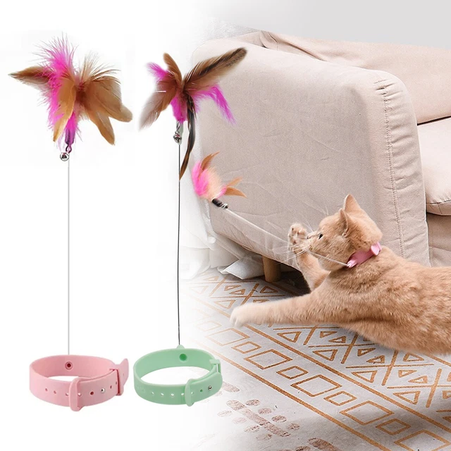 Cat Feather Collar Interactive Cat Toy with Soft Silicone Bell Gift Adjustable