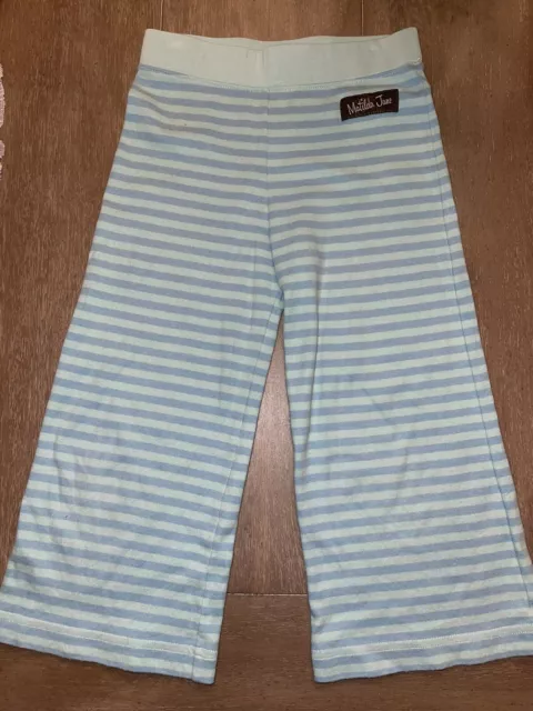 Matilda Jane Girls blue striped cotton Capri Bottoms pants size 8 W-4