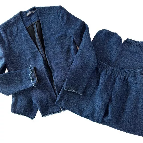 Hatch Maternity Sz 1 Womens Navy Blue Tweed Blazer Jacket Joggers Small