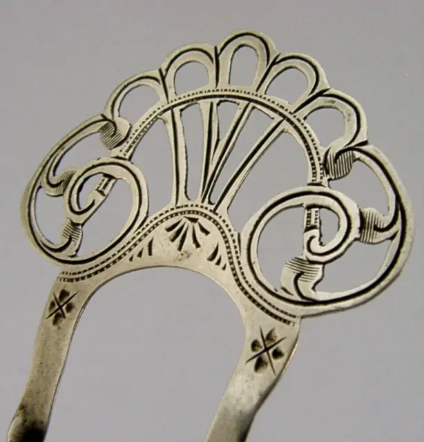 Pretty English Sterling Silver Art Nouveau Hair Slide Comb 1904 Antique Wedding