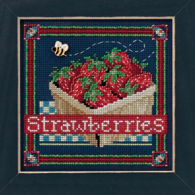 Strawberries Cross Stitch Kit Mill Hill 2016 Buttons & Beads Spring MH141613 2