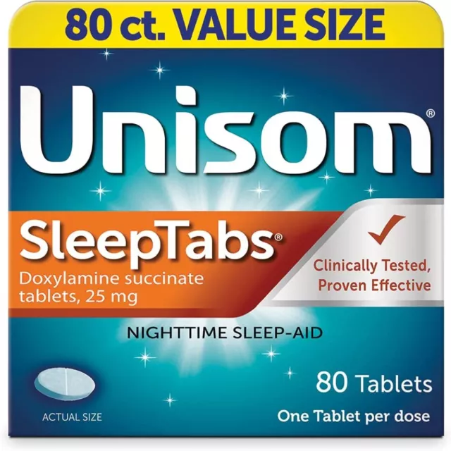 TOTALMENTE NUEVO Unisom SleepTabs, ayuda nocturna para dormir, 25 mg, 80 tabletas VENCIMIENTO 12/2023