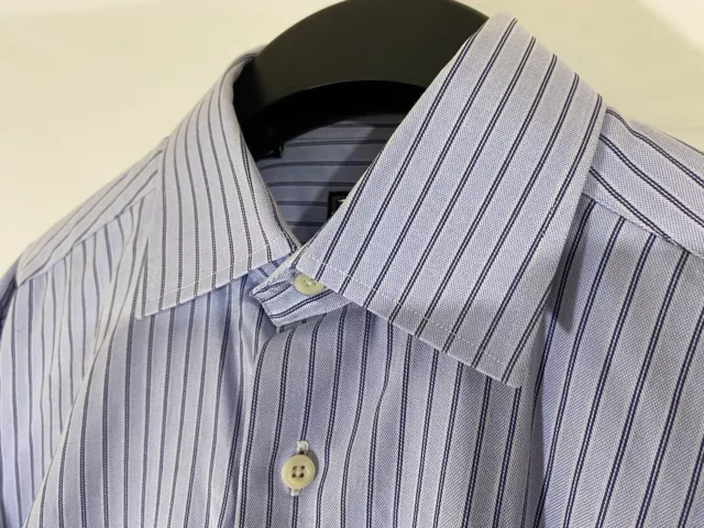 David Donahue Dress Shirt Mens 15.5 32/33 Blue Striped Button Up Long Sleeve USA